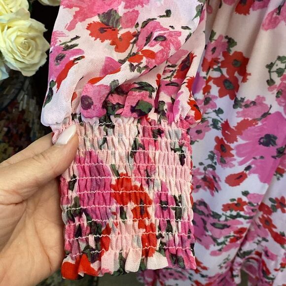 Misa Los Angeles Pink Floral Midi Dress - Picture 10 of 16